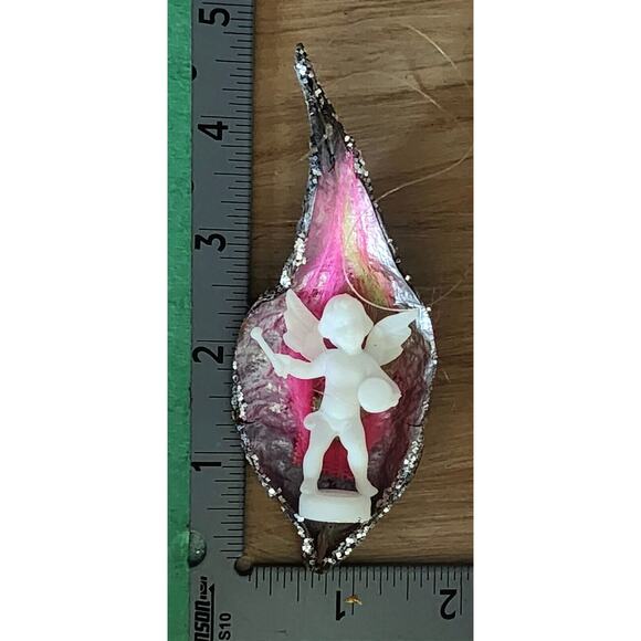 Vintage Handmade Hanging Angel Christmas Ornament 4 3/4" Made From Milkweed Pod - Picture 2 of 6